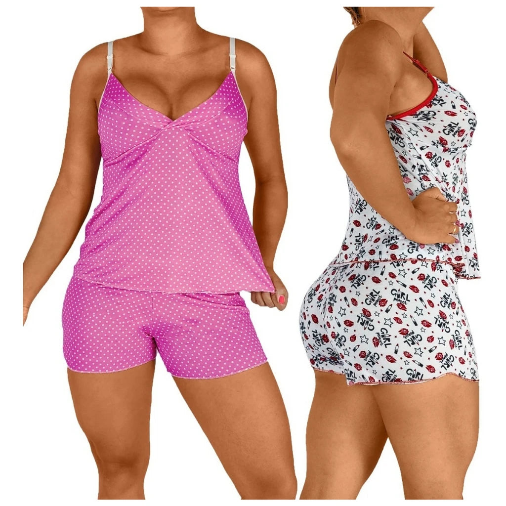 Baby Doll Pijama Feminino Conjunto Roupa de Dormir